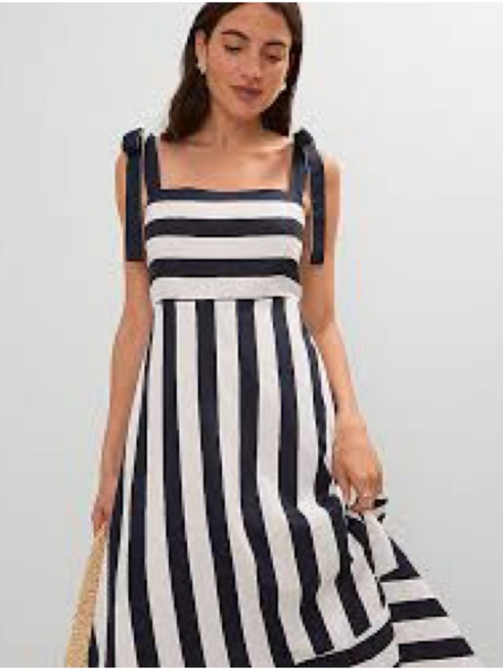 Ann Taylor Blue and White Striped Midi Dress